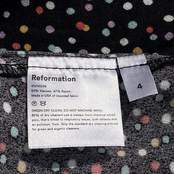 Reformation - Mini Skirt - Black with Confetti Dots - size 4 - Picture 6 of 6